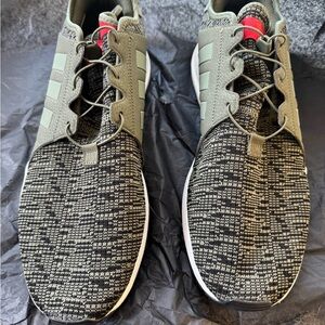 Adidas Men's Olive and Black Patterned Sneakers